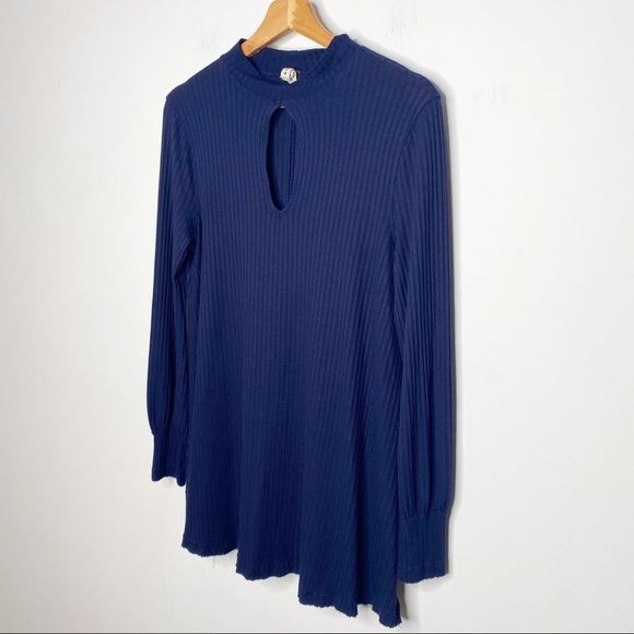 Free People Copa Banana Blue Ribbed Keyhole Tunic - Picture 8 of 11